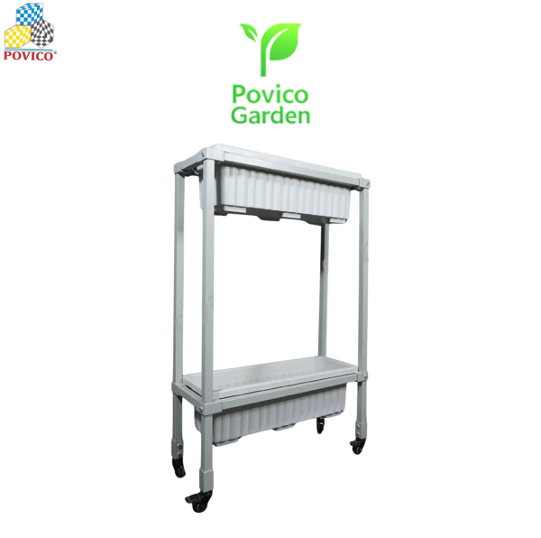 Kệ trồng hoa và cây cảnh hai tầng có bánh xe