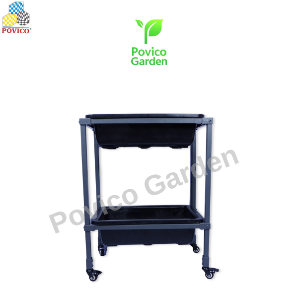 Kệ trồng rau hai tầng có bánh xe